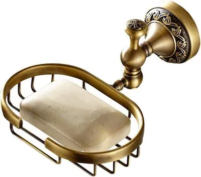Image de Porte-savon de salle de bain de style ancien en laiton massif avec finition bronze huilé