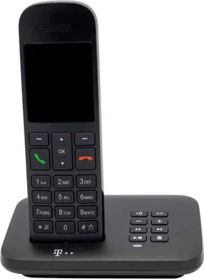 Productafbeelding van Telekom Sinus A12, zwart, met basis en aansluitblok
