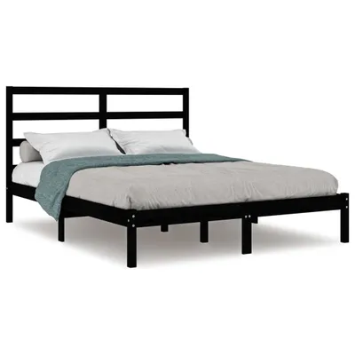 Produktbild von vidaXL Massivholzbett Schwarz Kiefer 140x190 cm