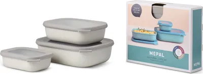 Produktbild von Set Multischüssel Cirqula rechteckig flach 3-teilig (500+1000+2000 ml) - Nordic white