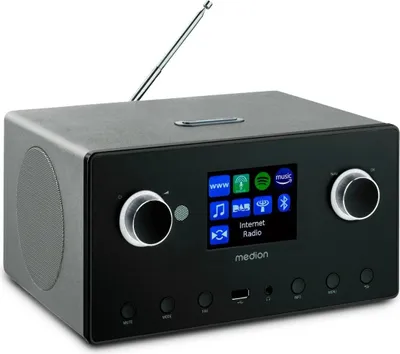 Obrázok produktu pre MEDION P85444 2.1 Internetradio mit Subwoofer (DAB+, UKW Radio, Spotify Connect, WLAN, Bluetooth, Streaming, Equalizer, Farbdisplay, USB, AUX, Wecker, Schlummerfunktion, Sleep Timer) schwarz