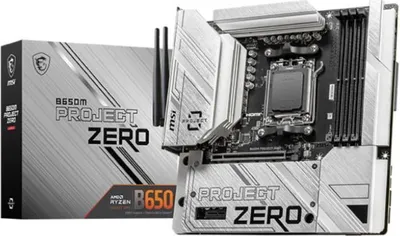 Image de Carte Mère MSI B650M PROJECT ZERO, AMD AM5, DDR5 7600 MHz (OC), 2.5GbE, Wi-Fi 6E, Bluetooth 5.3