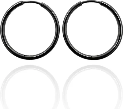 Produktbild von 316L Chirurgenstahl Creolen Ohrringe Innendurchmesser 10-18mm in verschiedenen Farben Farbe - Schwarz Innendurchmesser - 18 mm Creolenstärke - 2,0 mm