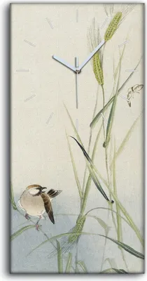 Produktbild von Dekor Leinwand Uhr Wandbilder 30x60 Malerei Asiatische Tier Vogel Sperlinge - weiße Hände