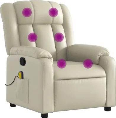 Image de vidaXL Fauteuil de massage Crème Similicuir