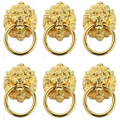 Produktbild von Möbelknöpfe, Möbelgriffe, Ring, antiker Löwen-Schrankgriff, Zuggriff, geeignet für Möbelgriffe, praktisch und kraftsparend (Gold)