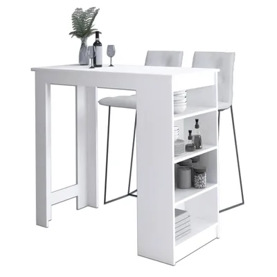 Zdjęcie produktu dla Stolik barowy pod hoker AKORD Biały 115 cm 4 półki 115x50x103 cm