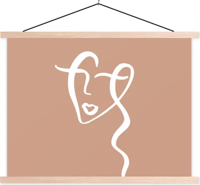Produktbild von MuchoWow® Textilposter Frau - Gesicht - Abstrakt 60x45 cm mit holzfarbenen Rahmen - Bild
