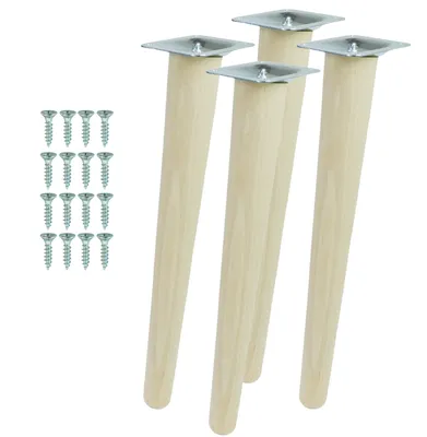 Produktbild von Schräge Buchenbein UNIQ 45 cm mit Montageplatte Rohbuche 4 Stück