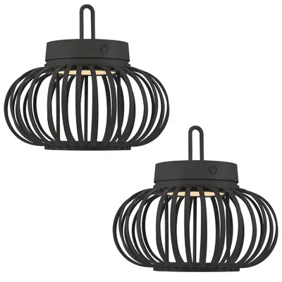 Produktbild von 2x LED Akku Tisch-/Pendelleuchte, schwarz, Touchdimmer, D 25 cm