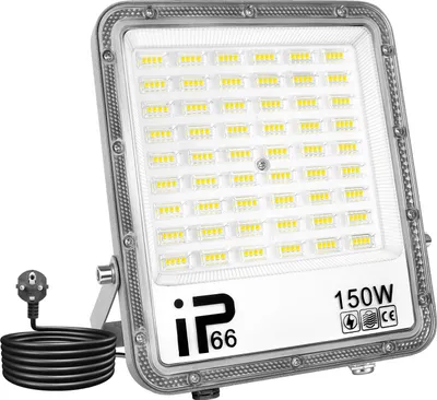 Produktbild von LED-Flutlicht, IP66 wasserdicht, energieeffiziente Beleuchtung, 1x150W, EU-Stecker, Naturweiß (3500-5500K)