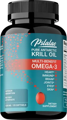 Obrázek produktu pro Antarctic Krill Oil 1200mg (120 kapslí) doplněk stravy, srdce, kosti, klouby, oči, mozek, kůže