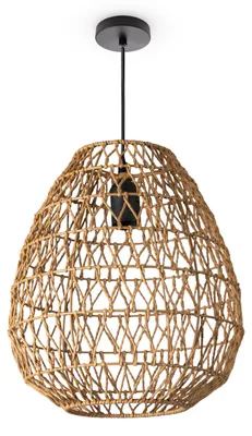 Produktbild von Pendelleuchte Korb Hängeleuchte Rattan Optik Boho Esszimmerlampe E27 Skandi Leuchten Farbe / Größe  Natur (Ø30cm)
