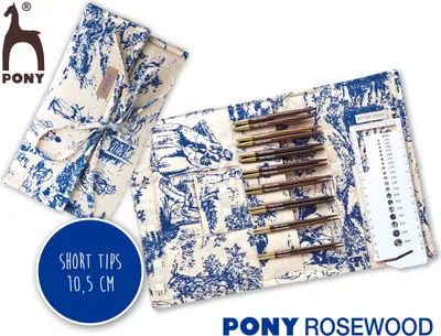 Produktbild von Pony ROSEWOOD Nadelspitzen in der exklusiven Pony Nadeltasche, 3.50 - 7 mm