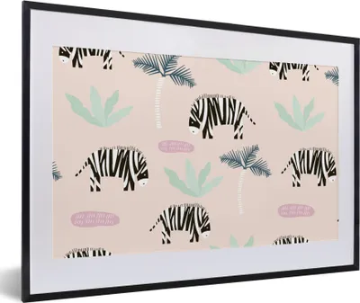 Produktbild von MuchoWow® MuchoWow® Gerahmtes Poster Zebra - Baum - Pastell 60x40 cm - Poster mit zchwarzem Bilderrahmen - Schlafzimmer - Plakat in Rahmen - Drucken