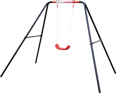 Produktbild von MUWO Garten Kinderschaukel, robustes A-Stahlrahmen-Set, ergonomischer Kunststoffsitz, 50 kg belastbar, witterungsbeständig, für Kinder rot | MW-280