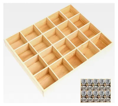 Produktbild von Schubladenteiler aus Holz mit 20 Fächern für Kleinigkeiten, Socken, Unterwäsche und Krawatten