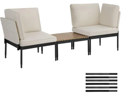 Image de Ensemble de salon de jardin Magaluf, fonction 5 en 1, structure en aluminium - anthracite/gris