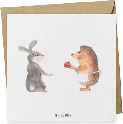 Produktbild von Mr. & Mrs. Panda Glückwunschkarte Hase Igel - Weiß - Geschenk, doppelkarte, und, Liebe Spruch, Grußkarte, Herzschmerz, Trösten, anlasskarte, Klappkarte, faltkarte