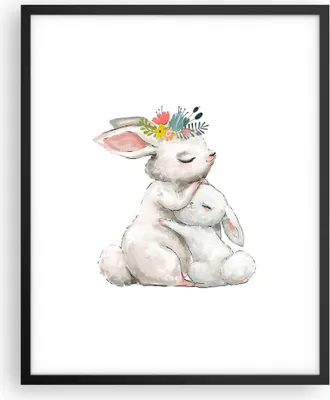 Produktbild von Gerahmtes Poster - Schwarzer Rahmen - Kaninchen Hase Kinder - 40x50 cm - Wand Bild - Wanddeko - Wandbilder - Kunstposter - Wandposter - Bilderrahmen - Bilder - Kunstdruck - P2BPA40x50-4725