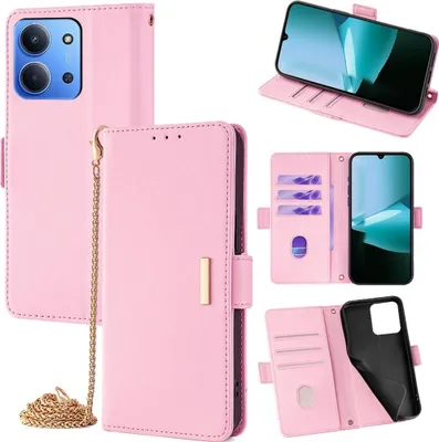 Immagine prodotto di Custodia in per Xiaomi Redmi 15C 5G / 4G con slot per schede e catena Rosa