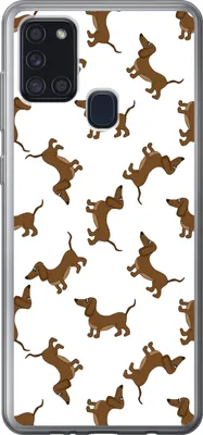 Produktbild von MuchoWow® Handyhülle Schutzhülle Hülle für Telefoonhoesje Samsung Galaxy A21s Muster - Hund - Dackel - Jungen - Mädchen - Kinder - Kinder Silikon Softcase Handy Hülle - Hartschale