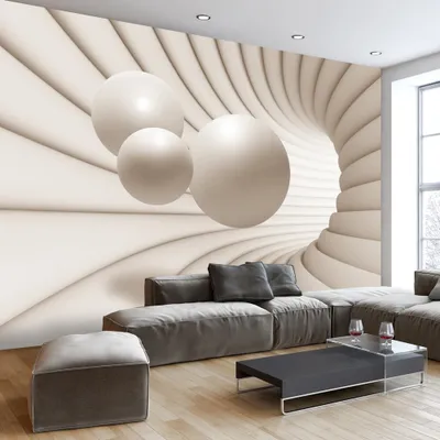 Produktbild von Fototapete selbstklebend 3d Effekt 294x210 cm Tapete Wandtapete Wandbilder Klebefolie Dekofolie Tapetenfolie Wand Dekoration Wohnzimmer - Kugeln Tunnel a-A-0154-a-b