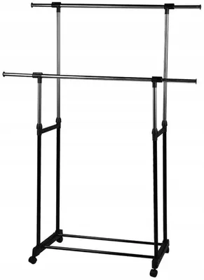 Produktbild von Mobiler 2-Arm-Standgarderobenschrank auf Rädern 160x130 cm