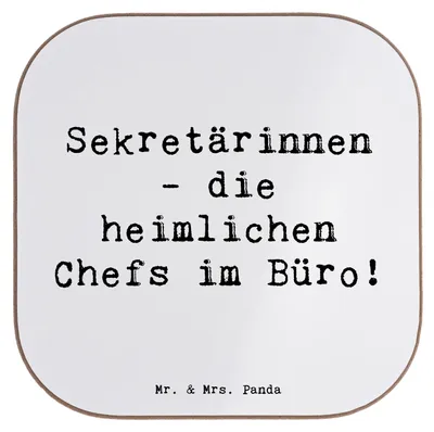 Produktbild von Mr. & Mrs. Panda Untersetzer für Gläser Spruch Sekretärin Chefin - Weiß - Geschenk, gläseruntersetzer, kreative Geschenke, Berufsliebe, Coaster, Beruf, Büromanagement