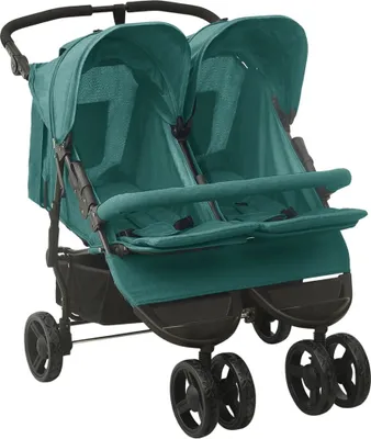 Produktbild von Kinder-Buggy "Tucson" aus Stahl, Leinenstoff in Grün. Abmessungen (B/H) 99x103 cm