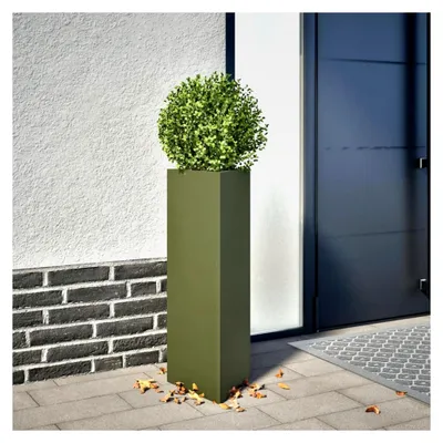 Produktbild von Pflanzkübel 2 Stück Olivgrün Dreieckig 30x26x75 cm Stahl