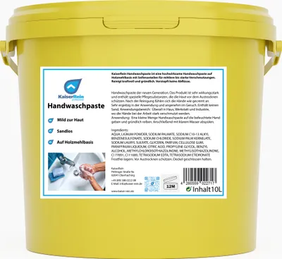 Produktbild von KaiserRein Handwaschpaste 10L Eimer Werkstatt, Hobby, fett und Öl lösende Handwaschpaste Hand-Reiniger Händereiniger gegen Verschmutzungen durch Fett, Öl und Schmutz Sandfrei