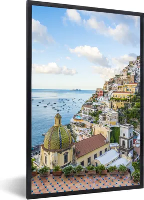 Produktbild von MuchoWow® MuchoWow® Gerahmtes Poster Italien - Positano - Wasser 40x60 cm - Poster mit zchwarzem Bilderrahmen - Papierdruck - Wandbilder