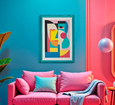 Produktbild von Wandbild Faceform 50x70 Modern Abstrakt mit Türkisrahmen