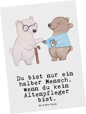 Produktbild von Mr. & Mrs. Panda Postkarte Altenpfleger Herz - Weiß - Geschenk, Beruf, Spruch, Ansichtskarten, Lustig, Ansichtskarte, Grußkarte, Witzig, bildkarte, Postkarten