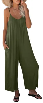 Produktbild von Jumpsuit Damen - Eleganter ärmelloser Overall - Lockere Passform - Weite Beine - Baumwolle/Polyester - Verstellbare Träger