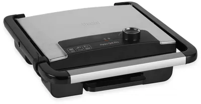 A panini grill is shown on a white background.