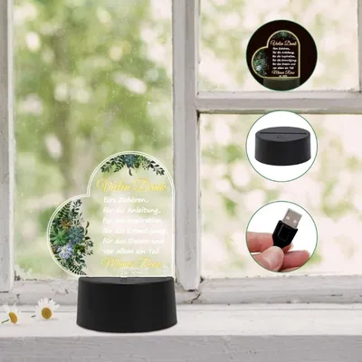Produktbild von Danke Tischdeko Acryl mit Blattmotiv Tischaufsteller Dankeschön Geschenk Platzkarte transparent für Muttertag Weihnachten Hochzeit Geburtstag Familienfeier