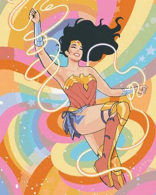 Obrázok produktu pre Zuty - Maľovanie podľa čísel - WONDER WOMAN DÚHOVÁ, 40x50 cm, vypnuté plátno na rám