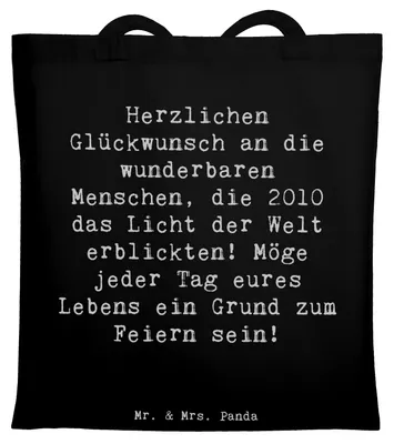 Produktbild von Mr. & Mrs. Panda dokumententasche Spruch 2010 Geburtstag - Schwarz - Geschenk, Geburtstagsgeschenk, Einkaufstasche, totebag, Humors, Geburtsjahr, besonderer, Glückwunsch