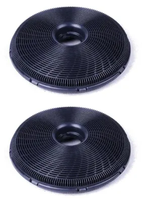 Two identical circular charcoal filters are shown against a white background.