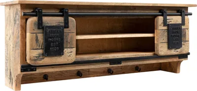Produktbild von MASSIVMOEBEL24 Wandgarderobe Mango 115x30x45 natur lackiert RAILWAY #159