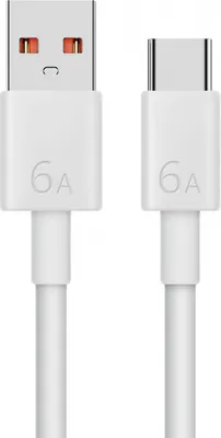 A white USB-C charging cable with two connectors.