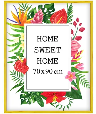 Obrázok produktu pre MG Design, rám na obrázky žltý, 70 x 90 cm – vyrobený z prírodného dreva s akrylovým sklom, určený na zavesenie aj na postavenie, vhodný na fotografie, plagáty a puzzle