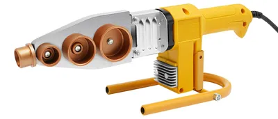 Obrázek produktu pro Svařovací stroj pro trubky PPR a PE - 850W, 220V - 6 svářecích čelistí (20–63 mm) - Digitální displej - Sada v kufříku - Žlutá barva