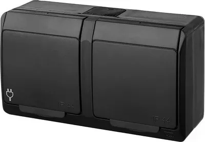 Produktbild von ELEKTRO-PLAST | Steckdose wasserdichte - IP44 - Schwarz - Doppel - Mit Erdung