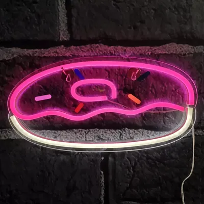 Produktbild von NEON LED Licht, dekorative Wand-Leuchte, Donut pink weiß, ca. 37 x 19 x 2 cm