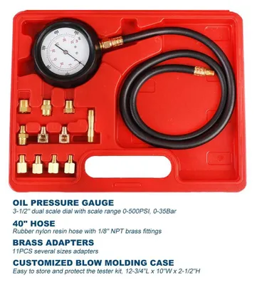Image de Testeur de pression pour huile moteur - Kit de test pour huile de transmission - Kit de diagnostic de 12 pièces - 500 psi / 35 bar - Manomètre pour boîte de vitesses automatique - 12 pièces