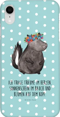 Produktbild von Mr. & Mrs. Panda Iphone XR Handyhülle Stinktier Mädchen - Türkis Pastell - Geschenk, Premium Kunststoff, Namaste, Wildtier, Yoga, Handy Case, Skunk, Raubtier