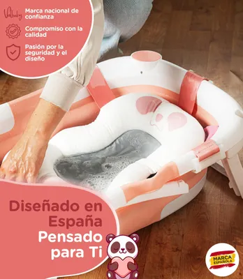 Produktbild von Babybadewanne faltbar, für Neugeborene bis 2 Jahre, mit Pandakissen, rutschfest, für Reise